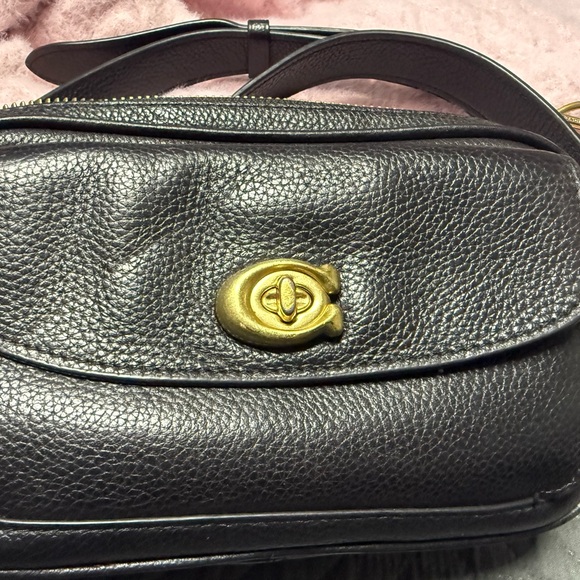 Black Leather Coach Crossbody Bag with Gold Hardware - Picture 7 of 8